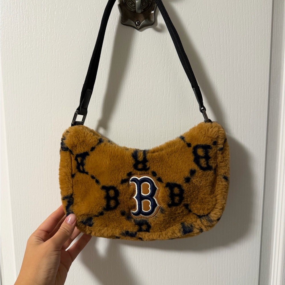 Faux Fur Shoulder Bag with Black Accents